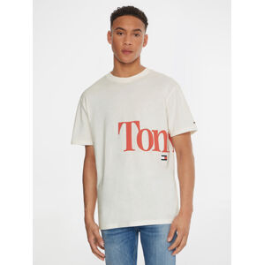 Tommy Jeans pánské bílé tričko - XL (YBH)